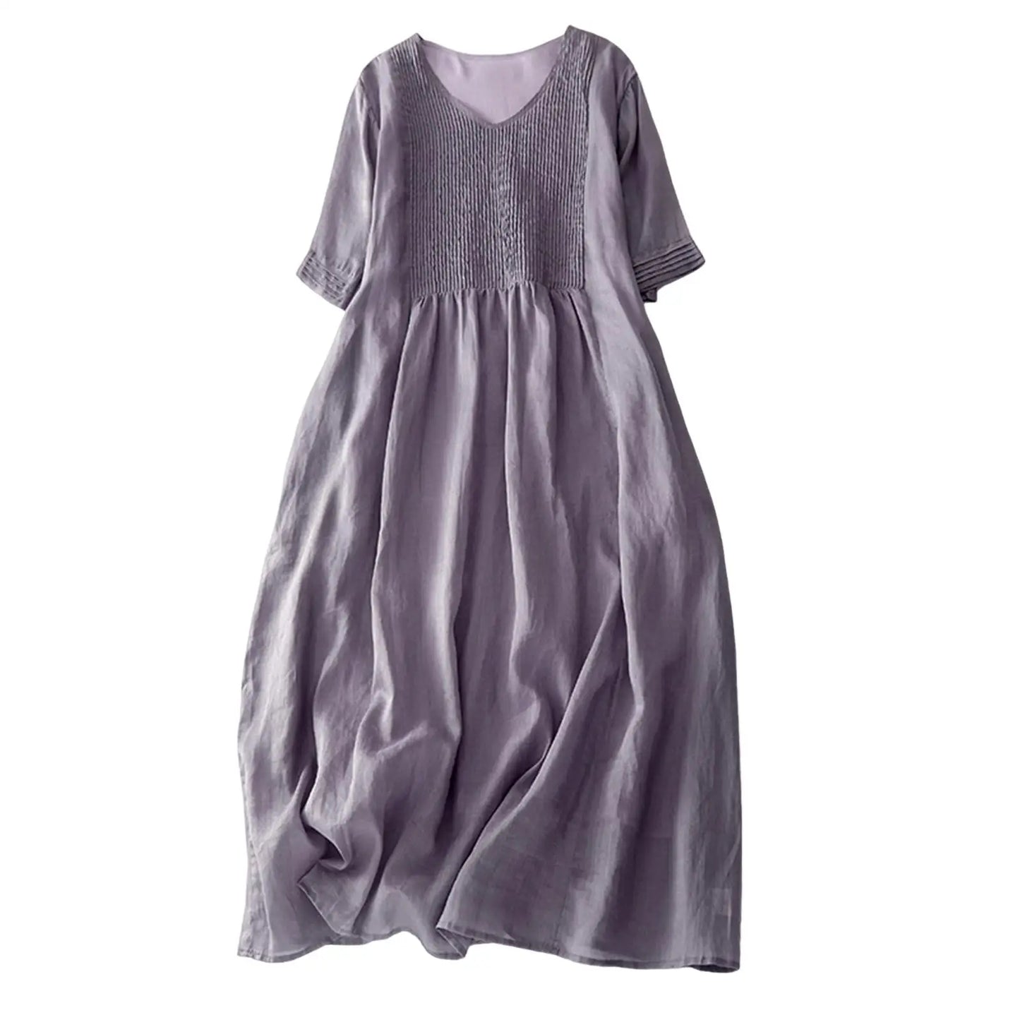 Vintage Women Dress Floral Embroidery Beach Dress Ladies Short Sleeve O-neck Cotton And Linen Boho Dresses Summer