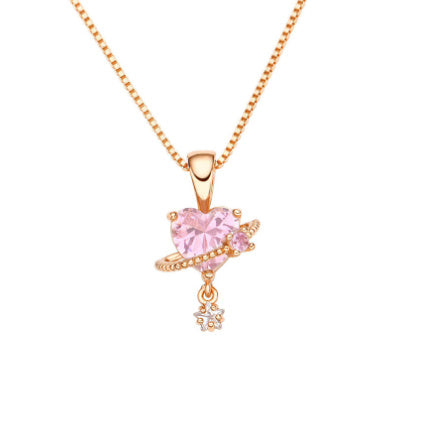 Necklace Loving Heart Zircon Female Pendant