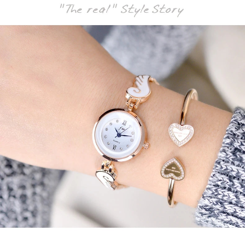 Quartz Watch Women Luxury Rose Gold Crystal Bracelet Wrist Watches For Woman Gift Clock Laides Reloj Mujer