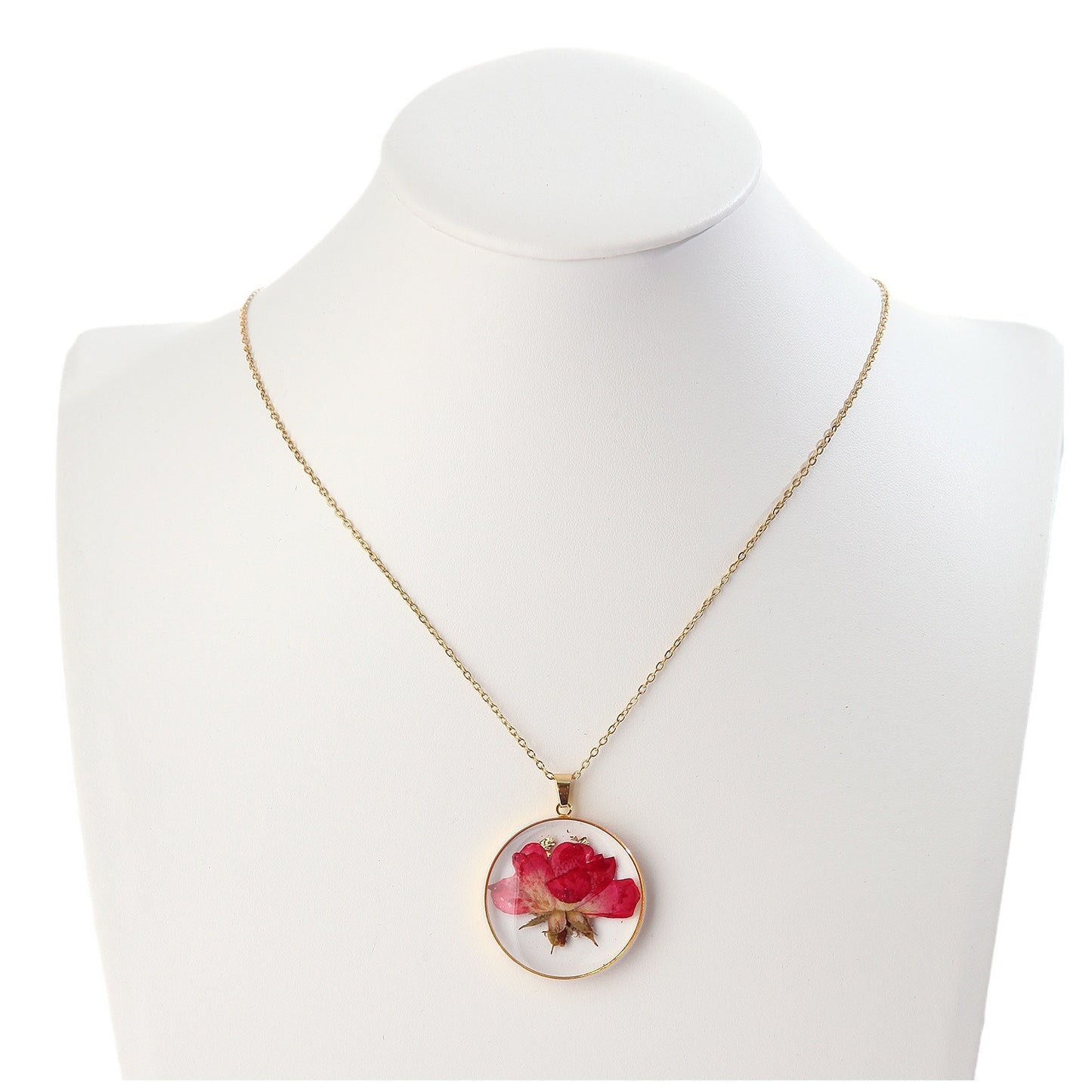 Real Flower Round High-grade Eternal Flower Pendant Necklace