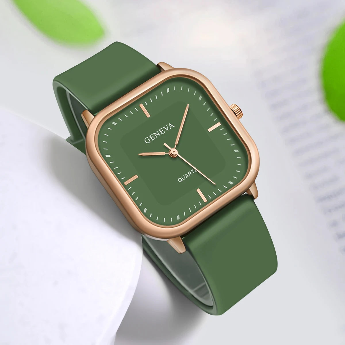 Fashion Women's Casual Elegant Simple Square Quartz Silicone Watch Gift for Men and Women