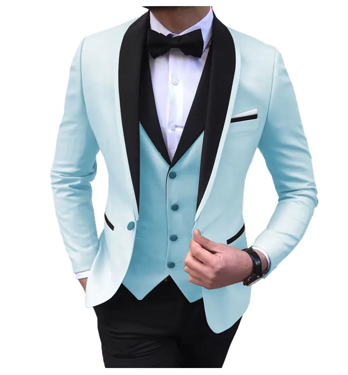 Solid Men's 3 Pieces Wedding Suit