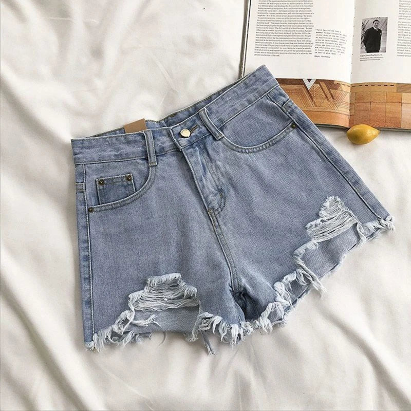 Korean Denim Holes Shorts For Women Leg Short Jeans Casual Street Short