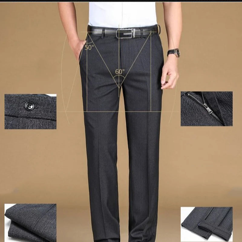 New Men's Classic Straight Leg Business Suit Pants Solid Formal Occasion Office Pants Male High Quality Baggy Trousers Plus Size