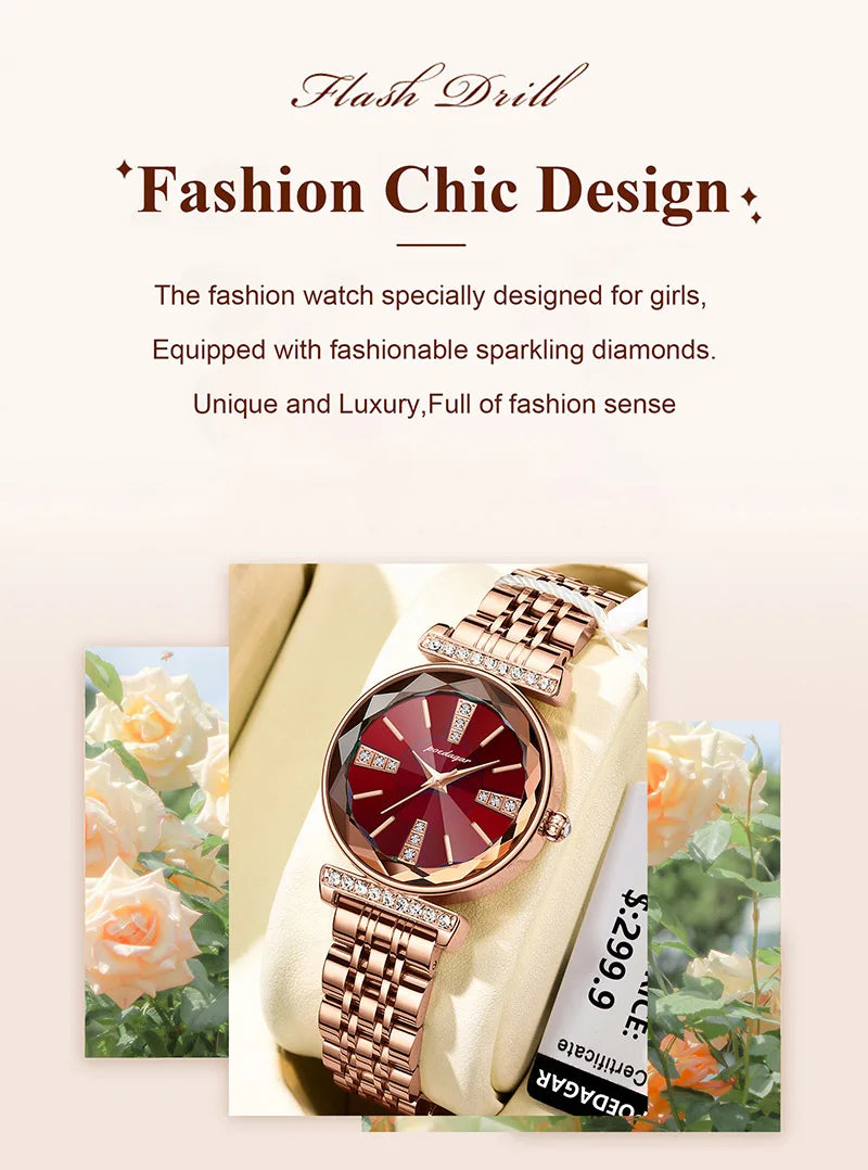 Fashion Ladies Watch Small Dial Diamond Luxury Rose Gold Waterproof Women Watches Stainless Steel Gift Clock 2025