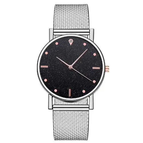 Elegant Rose Gold Heart Dial Watch Female Simple Temperament Student Waterproof Female High-level Female Luxury Watches Women