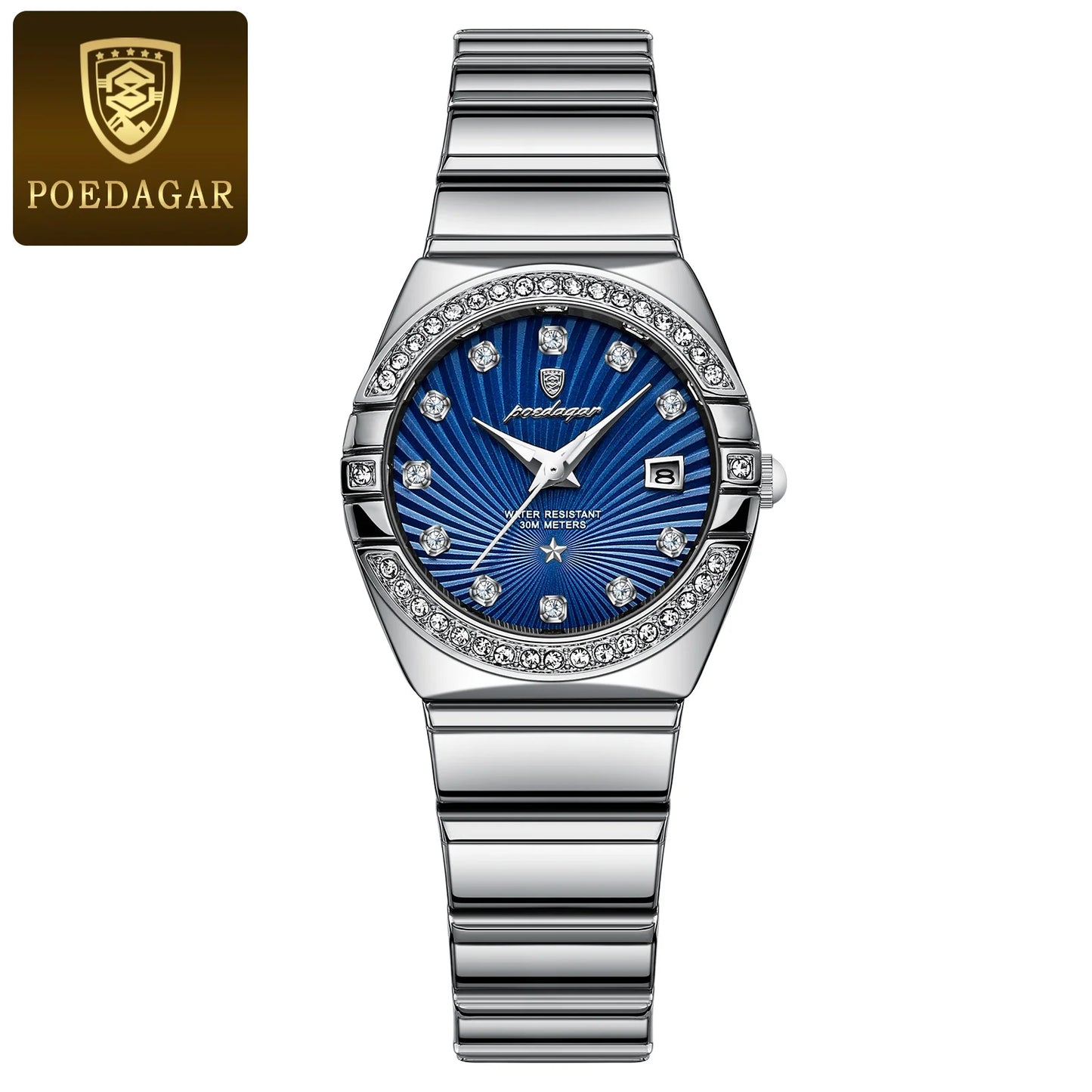 POEDAGAR Luxury Woman Wristwatch Waterproof Luminous Date Stainless Steel Watch For Ladies High Quality Quartz Women Watches+box