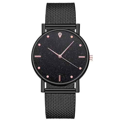 Elegant Rose Gold Heart Dial Watch Female Simple Temperament Student Waterproof Female High-level Female Luxury Watches Women