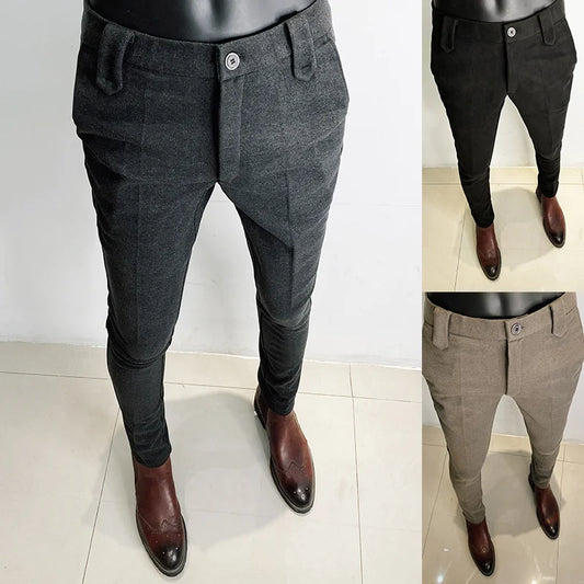 Men's Slim Fit Straight  Social Office Dress Pants