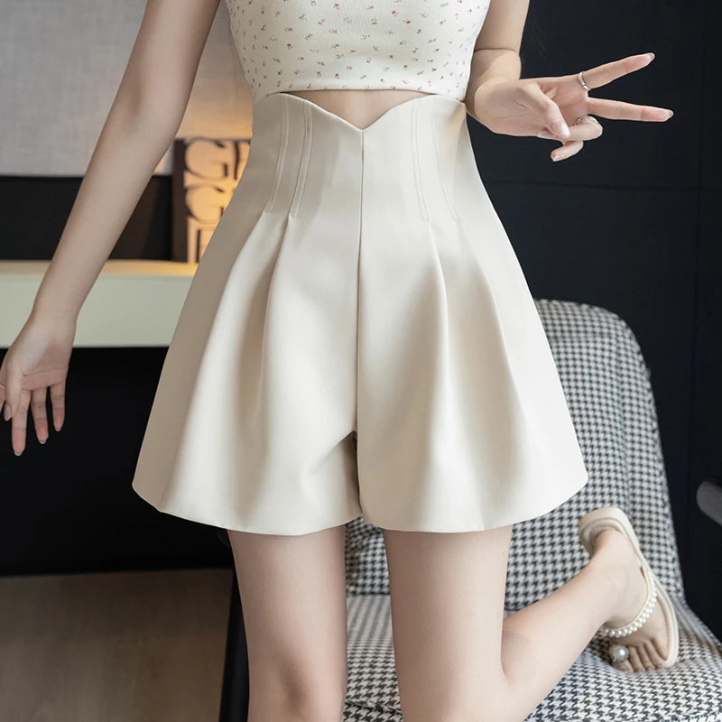 A-line Pants for Women Korean Style Outwear Office Lady Shorts Female