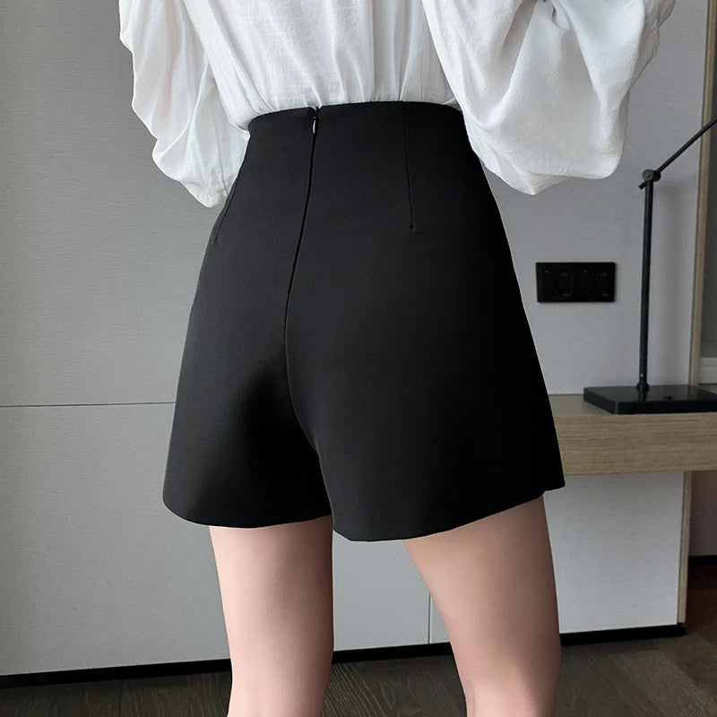 Gray Office OL Womens Skirts Shorts With Button