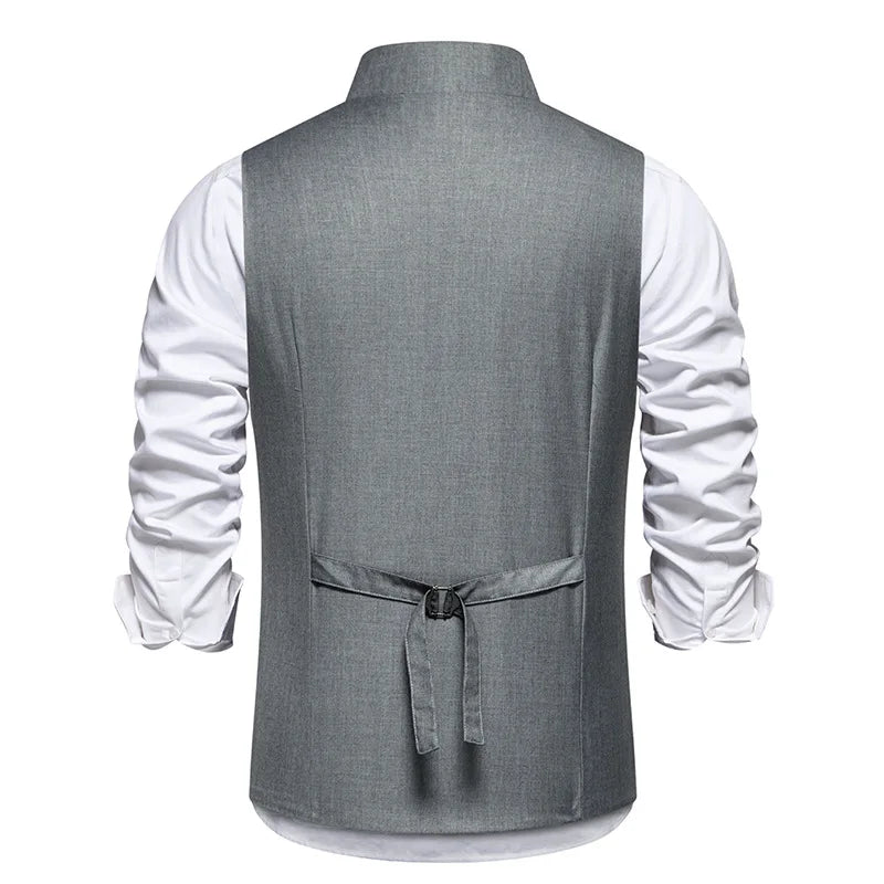 Spring Men's Suit Vest with Slanted Front and Single Breasted