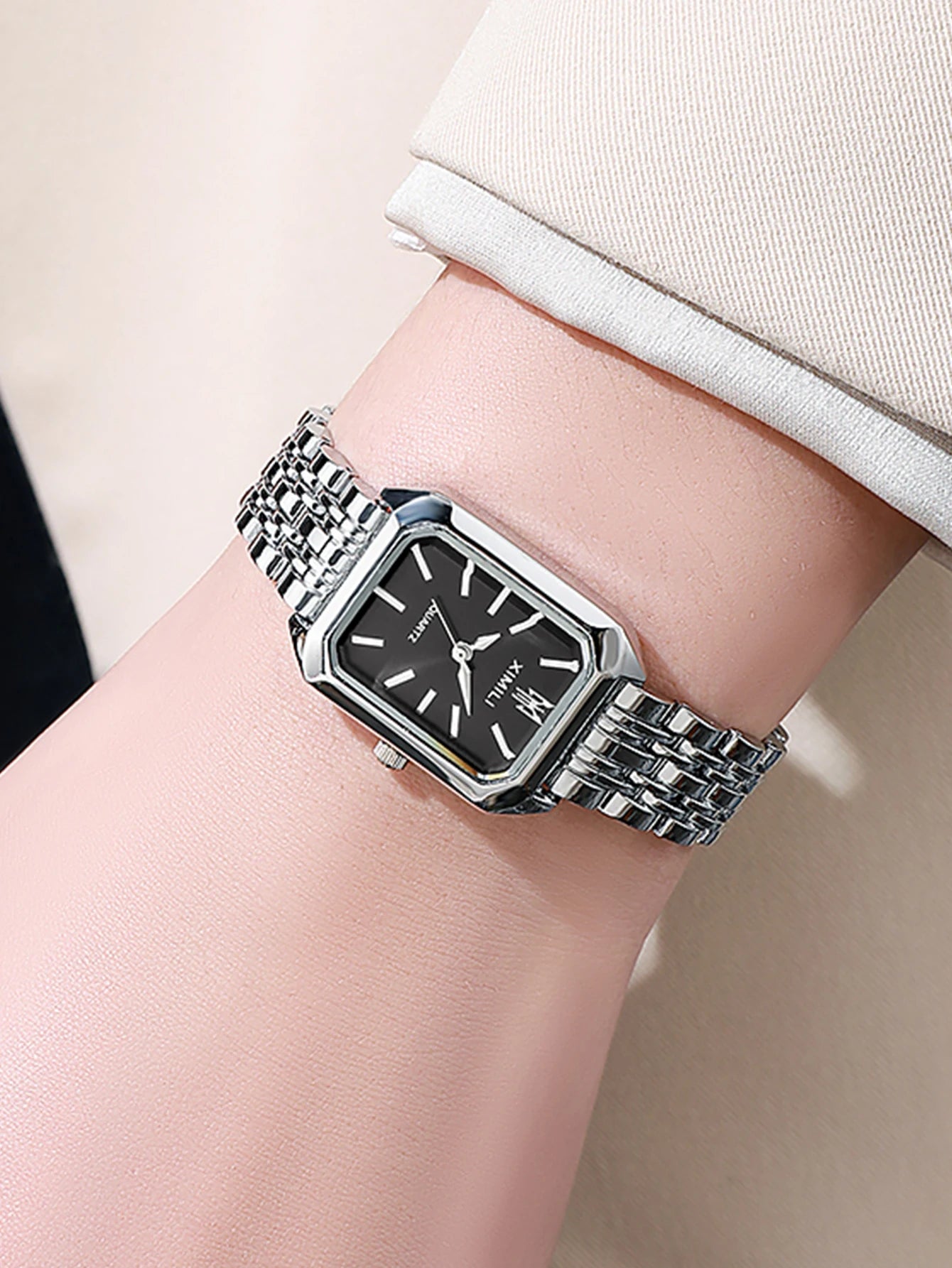 Foreign trade new light luxury steel belt women's watch female students fashion simple square quartz watch