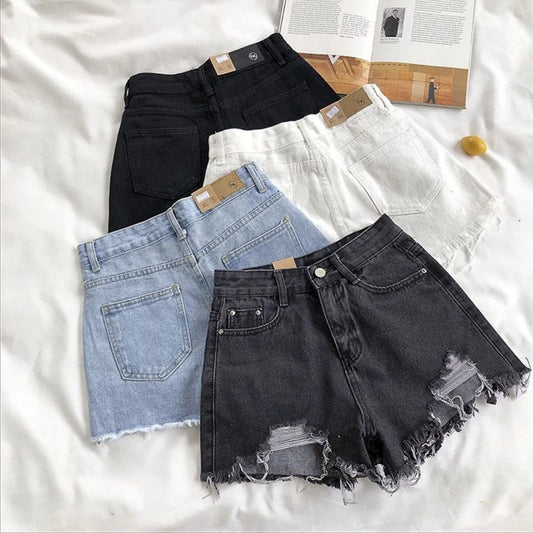 Korean Denim Holes Shorts For Women Leg Short Jeans Casual Street Short