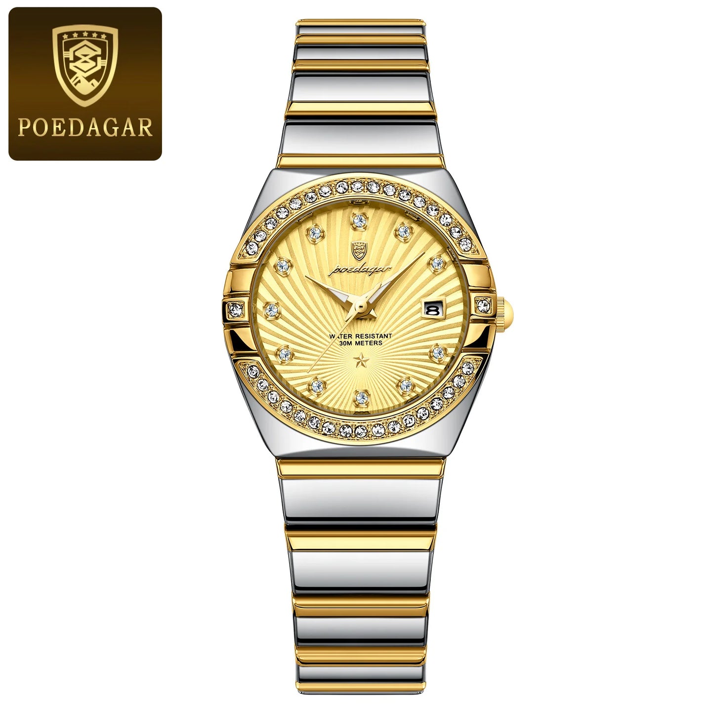 POEDAGAR Luxury Woman Wristwatch Waterproof Luminous Date Stainless Steel Watch For Ladies High Quality Quartz Women Watches+box