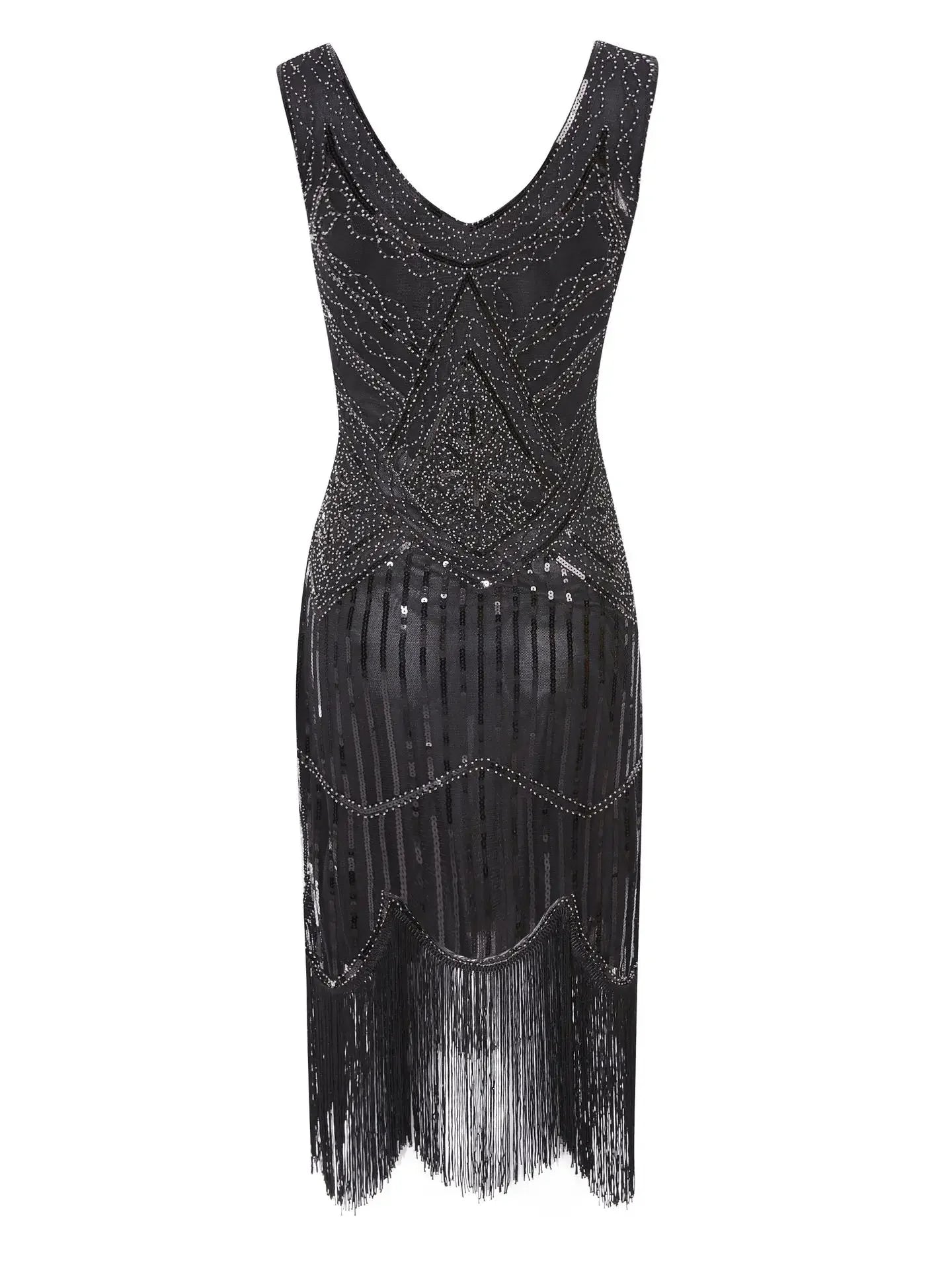 Women's 1920s Vintage Sequin Full Fringed Deco Inspired Flapper Dress Roaring 20s Great Gatsby Fall Cloths Dress Vestidos