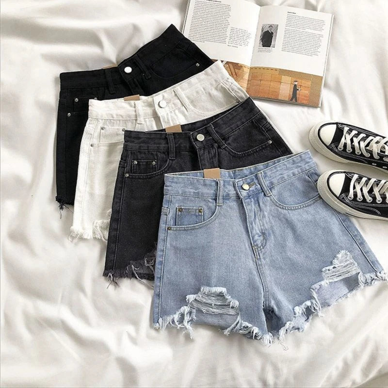 Korean Denim Holes Shorts For Women Leg Short Jeans Casual Street Short