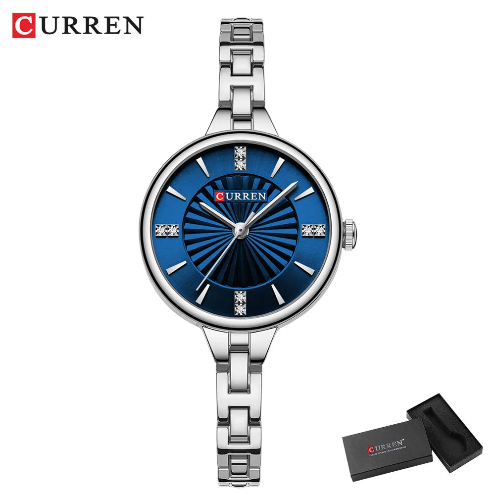 Luxurious and Elegant Round Dial with Stainless Steel Bracelet Fashion Dress Quartz Watches for Women