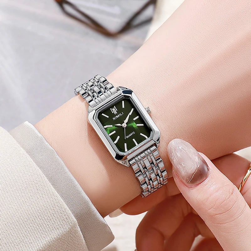 Foreign trade new light luxury steel belt women's watch female students fashion simple square quartz watch