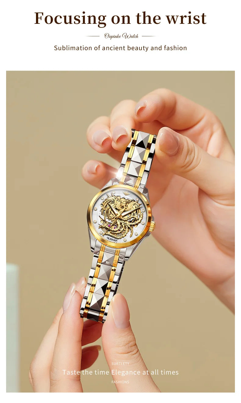 Mechanical Watch For Women Luxury Hollow Waterproof Elegant Ladies Wristwatch Sapphire Mirror Dress Watches