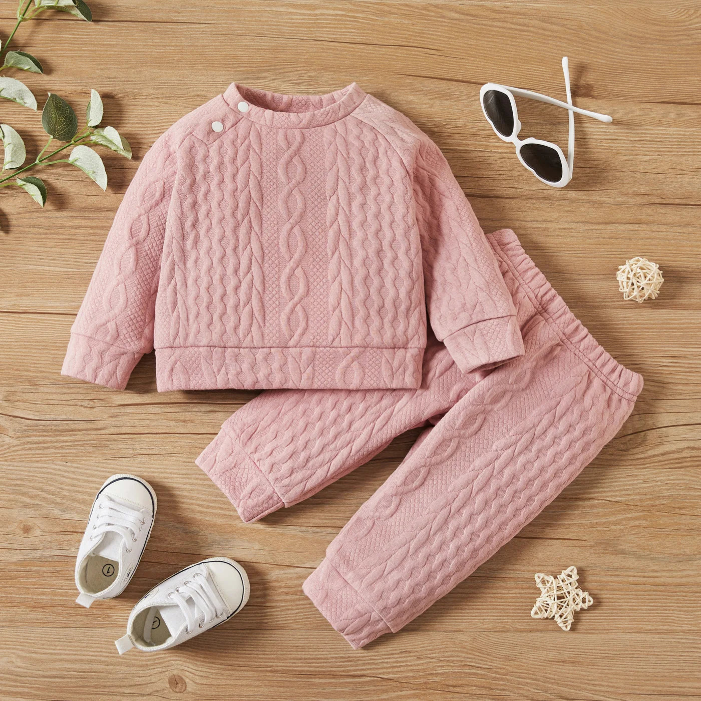 Baby Girl Boy Clothes Set Solid Color Long Sleeves