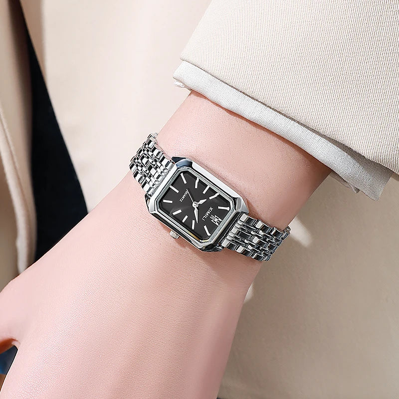 Foreign trade new light luxury steel belt women's watch female students fashion simple square quartz watch