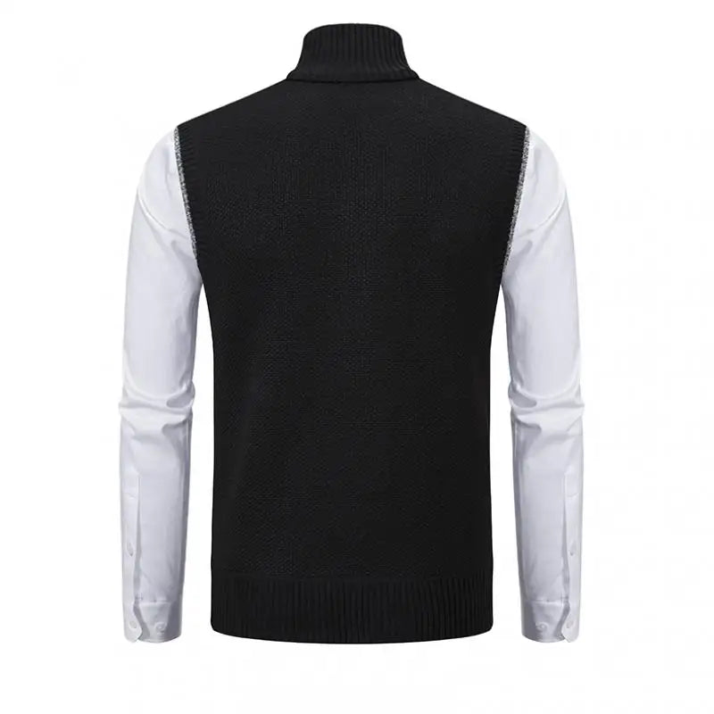 Autumn Winter Knit Vests Men Stand Sweatercoat