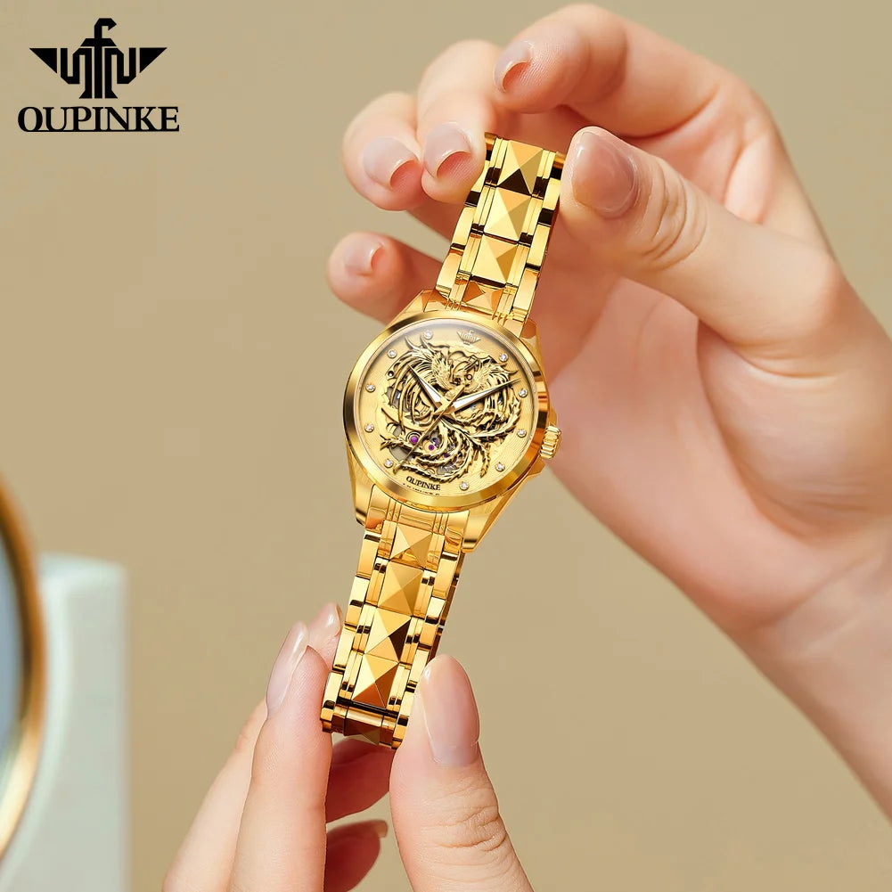 Mechanical Watch For Women Luxury Hollow Waterproof Elegant Ladies Wristwatch Sapphire Mirror Dress Watches