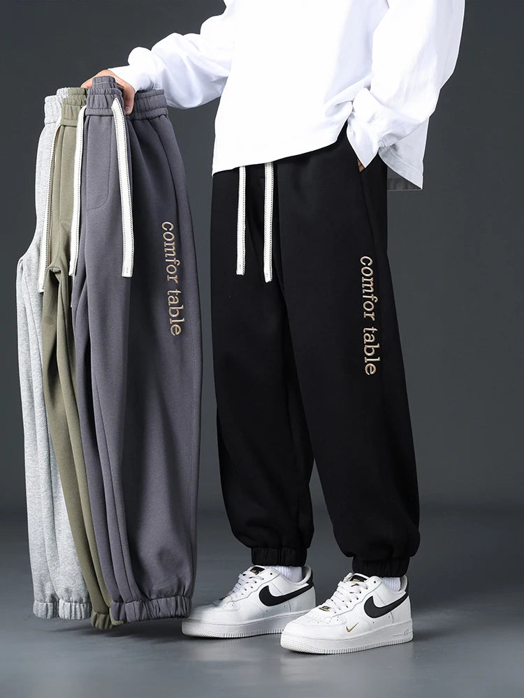 Big Size Men Sweatpants Spring Autumn Casual Baggy Jogger Pants String Banding Solid Color Sportswear Cotton Loose Trousers 8XL