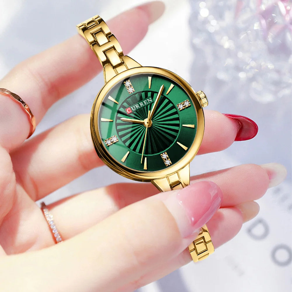 Luxurious and Elegant Round Dial with Stainless Steel Bracelet Fashion Dress Quartz Watches for Women