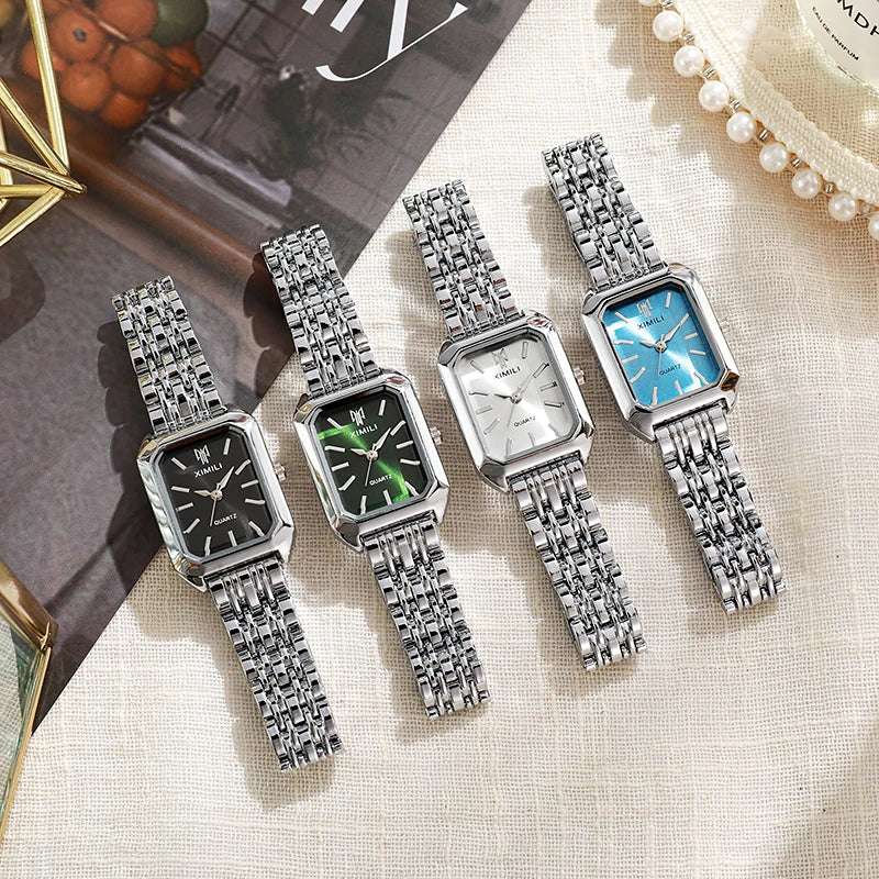 Foreign trade new light luxury steel belt women's watch female students fashion simple square quartz watch