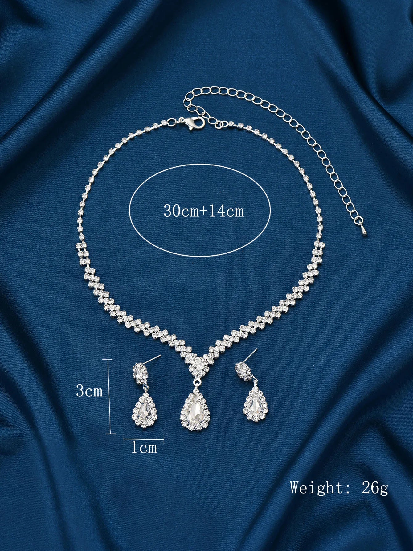 3 Pieces Of Fashionable Women's Water Drop Necklaces And Earrings Set For Wedding Season, Banquet And Party Accessories