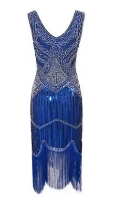 Women's 1920s Vintage Sequin Full Fringed Deco Inspired Flapper Dress Roaring 20s Great Gatsby Fall Cloths Dress Vestidos