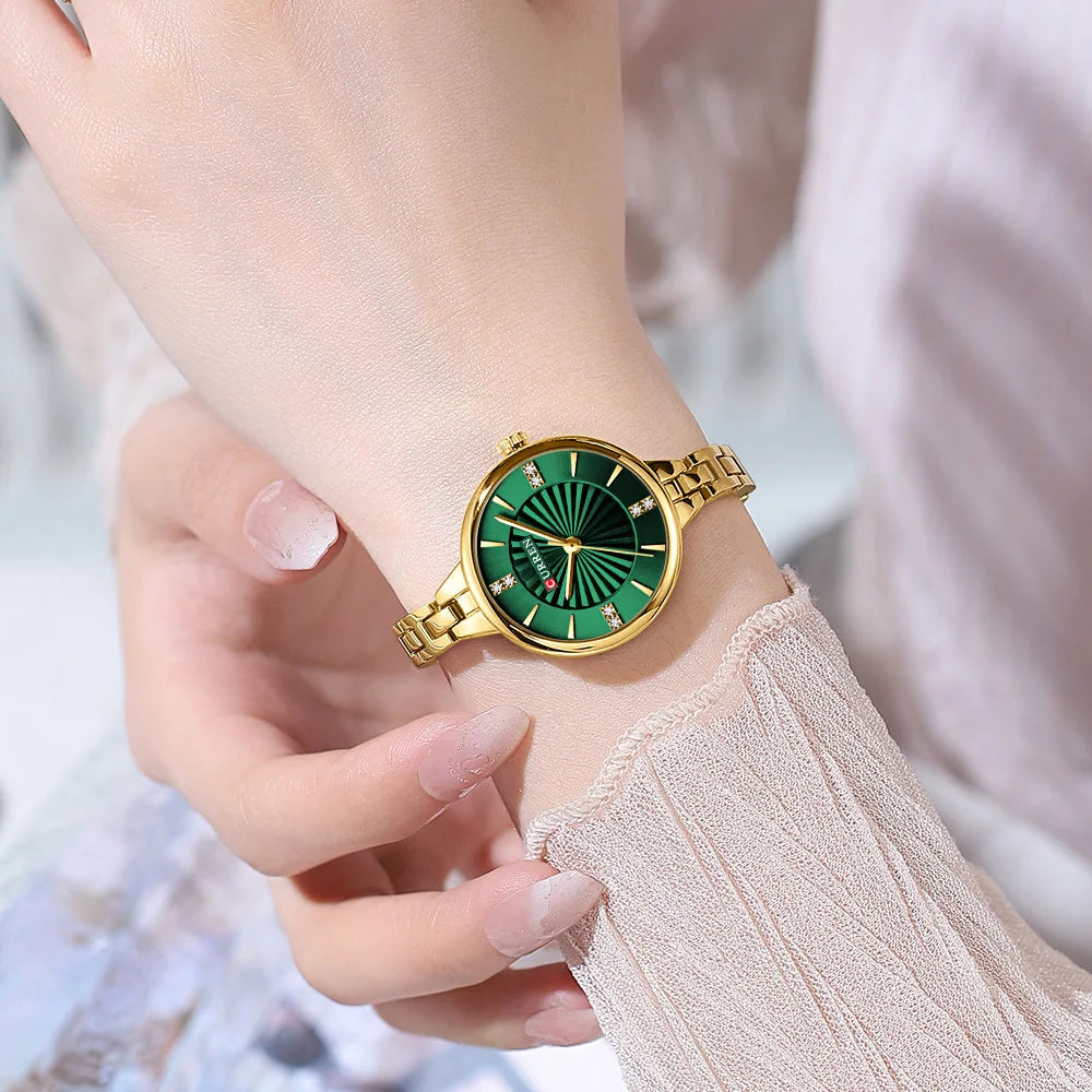 Luxurious and Elegant Round Dial with Stainless Steel Bracelet Fashion Dress Quartz Watches for Women