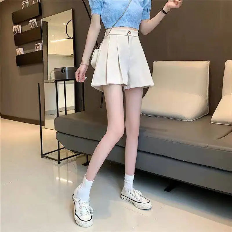 Korean Fashion Simple Sweet High Waist Casual Suit Shorts Women