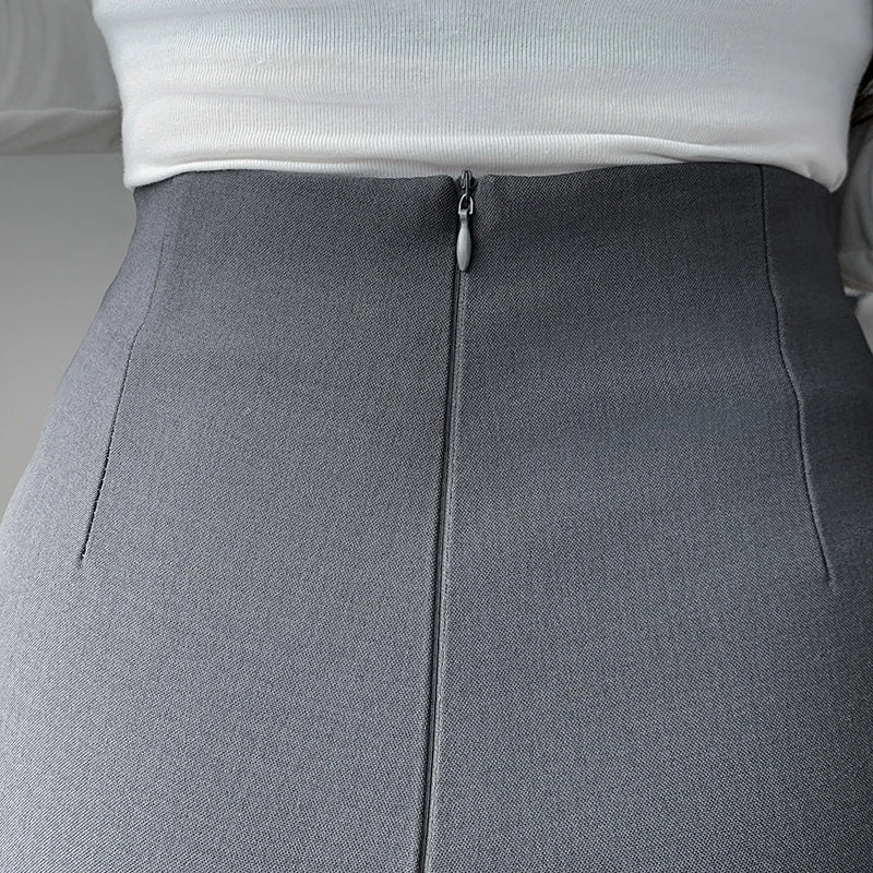 Gray Office OL Womens Skirts Shorts With Button