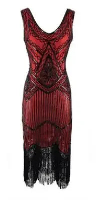 Women's 1920s Vintage Sequin Full Fringed Deco Inspired Flapper Dress Roaring 20s Great Gatsby Fall Cloths Dress Vestidos