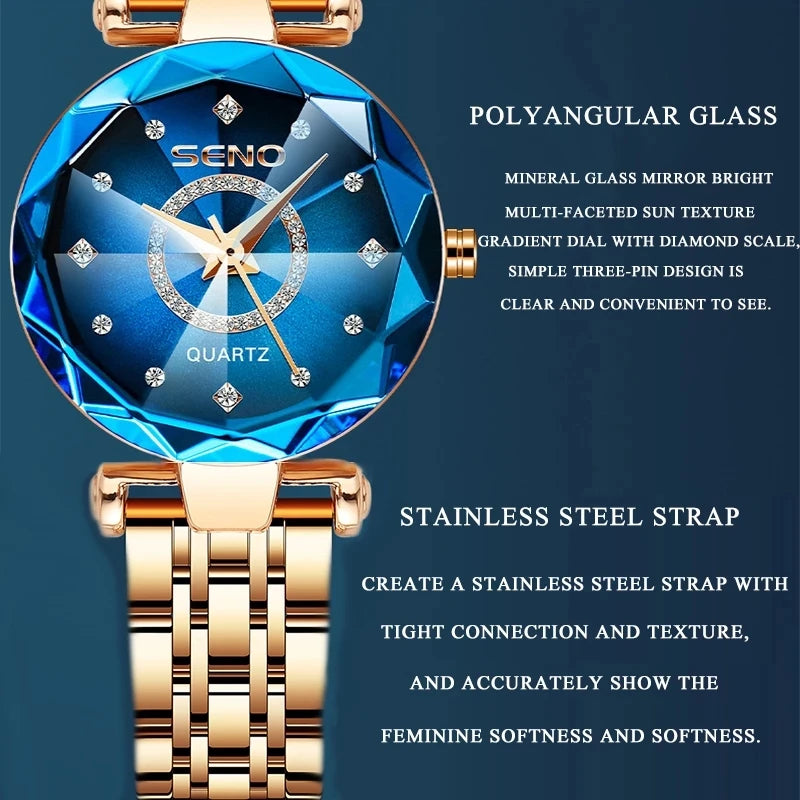 Star Women Crystal Watch 2025  Luxury Rose Gold Women Bracelet Watch for Ladies Wrist Watch Relogio Feminino