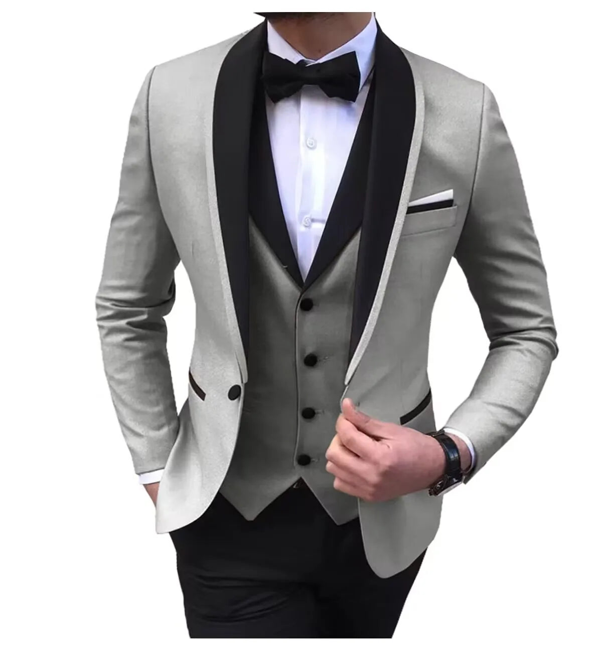 Solid Men's 3 Pieces Wedding Suit