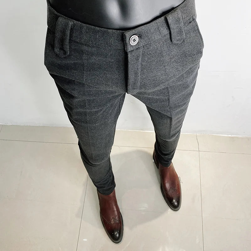 Men's Slim Fit Straight  Social Office Dress Pants