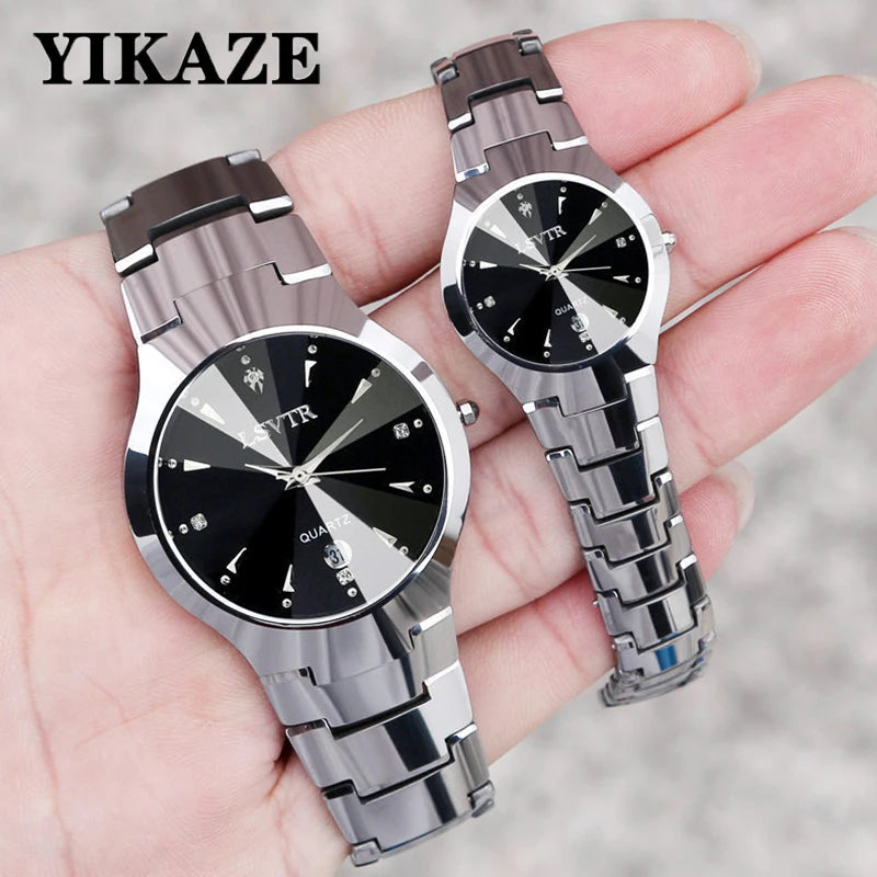 Men Women Business Quartz Watches Waterproof Stainless Steel Luxury Wristwatch Calendar Date Lovers Couple Watch Clock