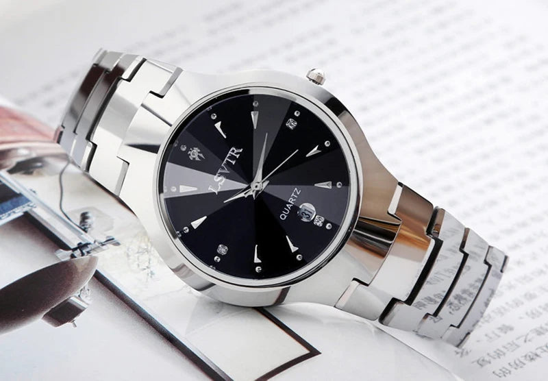 Men Women Business Quartz Watches Waterproof Stainless Steel Luxury Wristwatch Calendar Date Lovers Couple Watch Clock