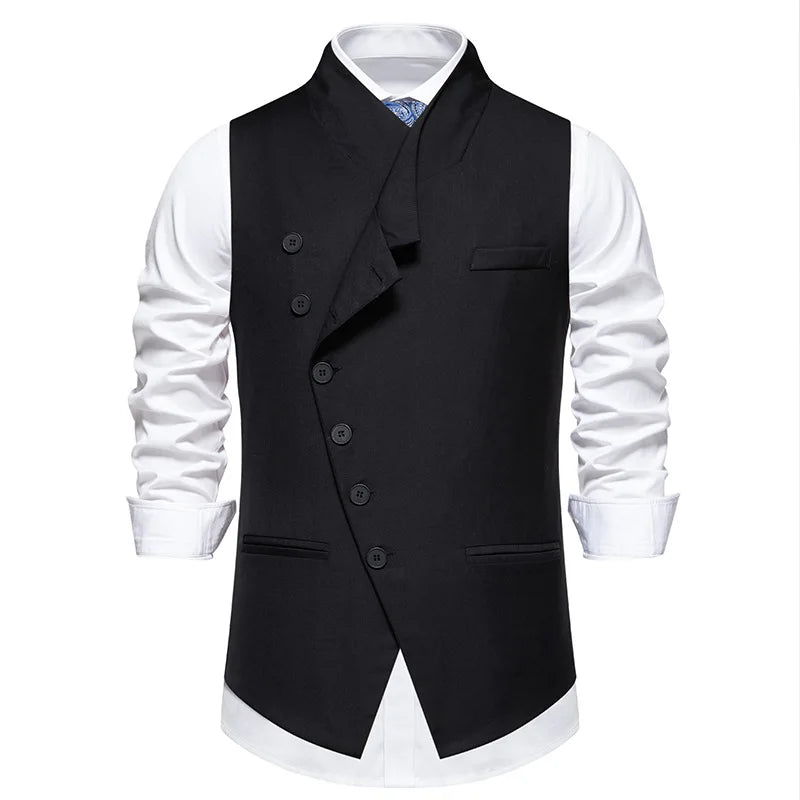 Spring Men's Suit Vest with Slanted Front and Single Breasted