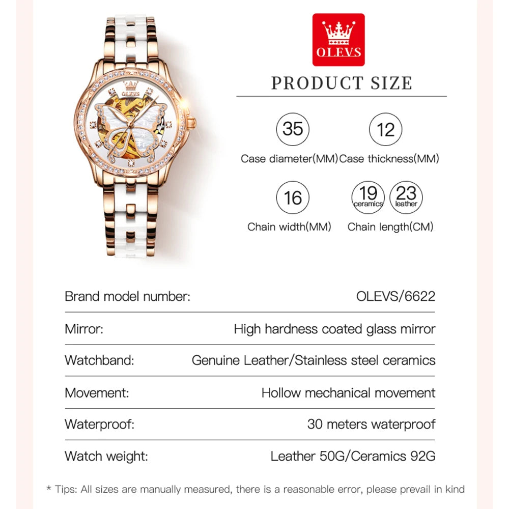 Luxury Mechanical Watch For Women Waterproof Luminous