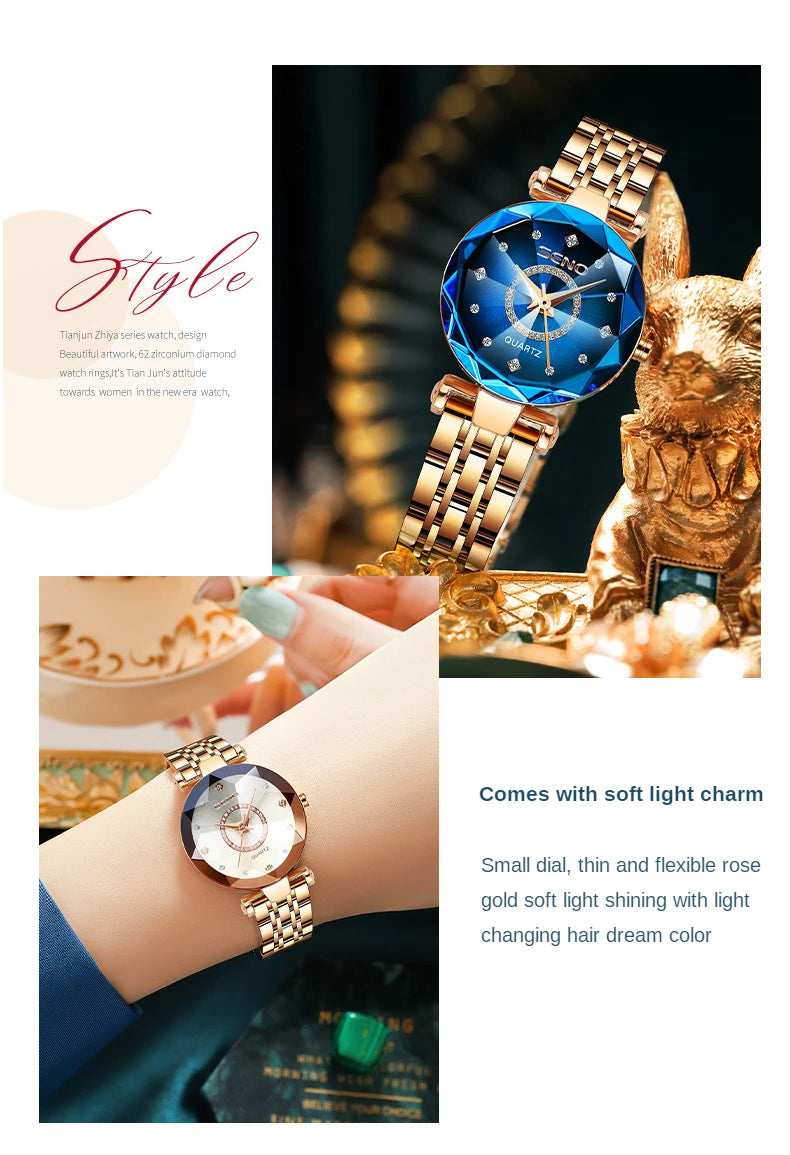 Star Women Crystal Watch 2025  Luxury Rose Gold Women Bracelet Watch for Ladies Wrist Watch Relogio Feminino