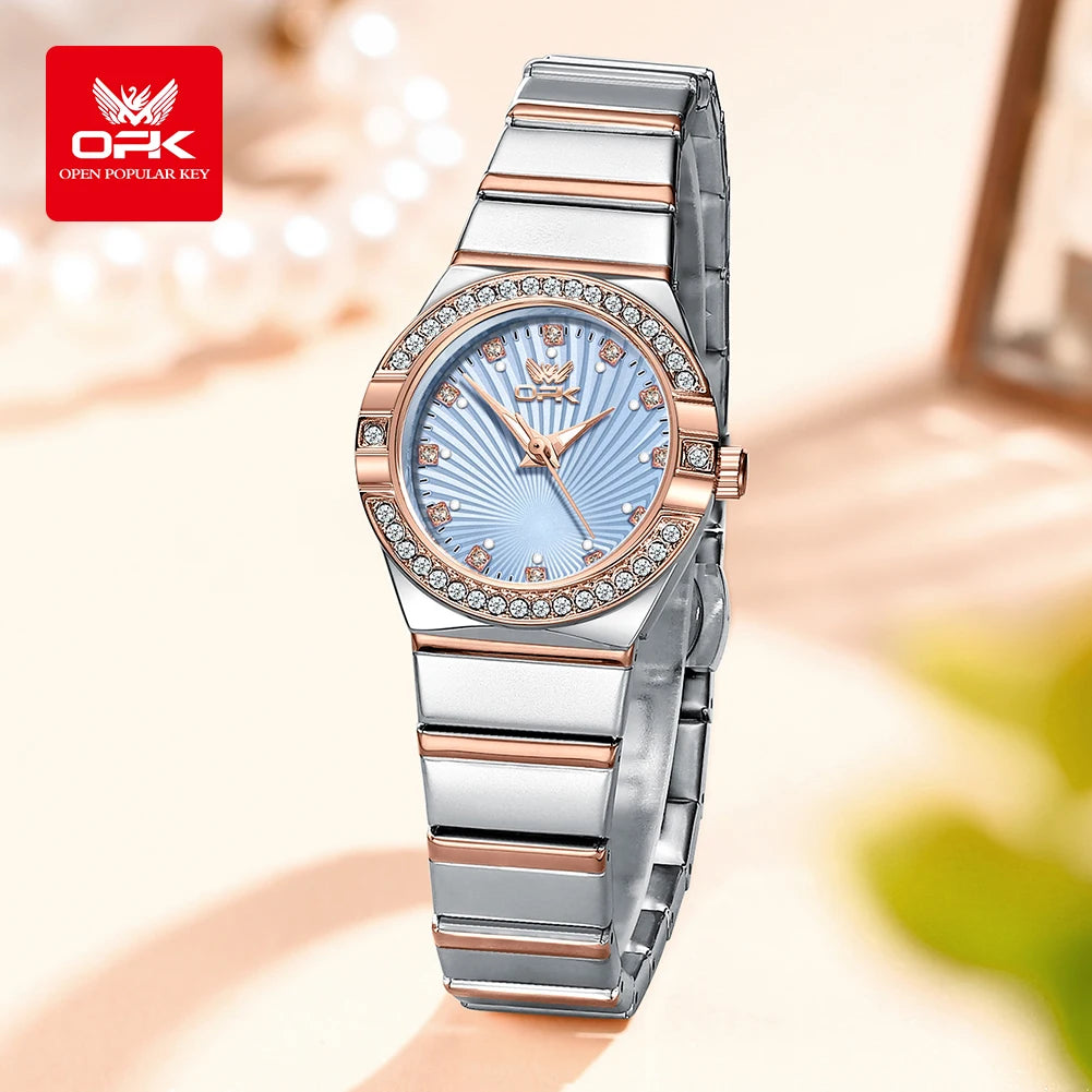 Women's Quartz Watches Elegant Fashion Stainless Steel Strap Waterproof Luminous Diamond Dial Ladies Dress Wristwatches