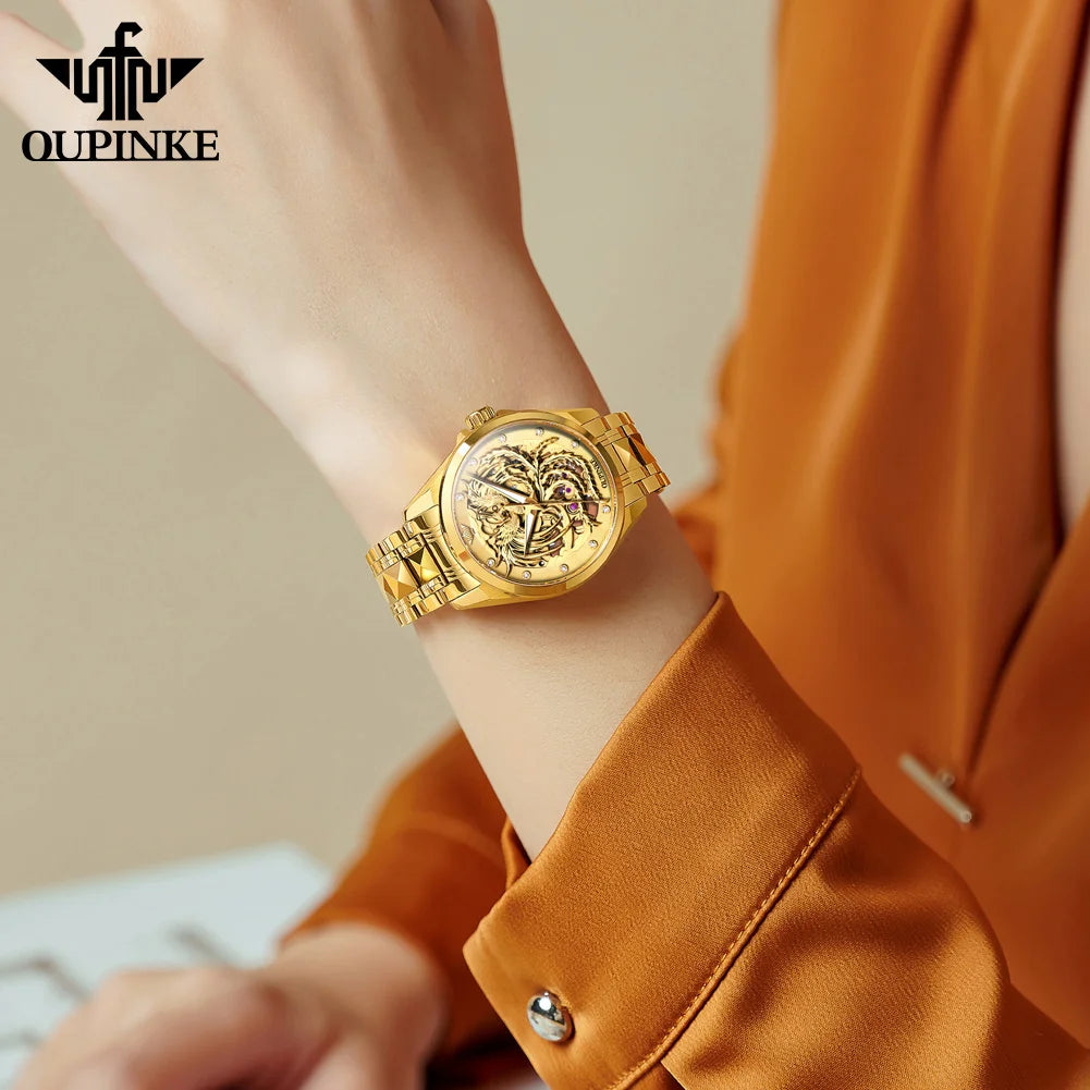 Mechanical Watch For Women Luxury Hollow Waterproof Elegant Ladies Wristwatch Sapphire Mirror Dress Watches