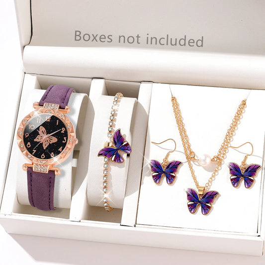 5PCS/Set Purple Women Watch