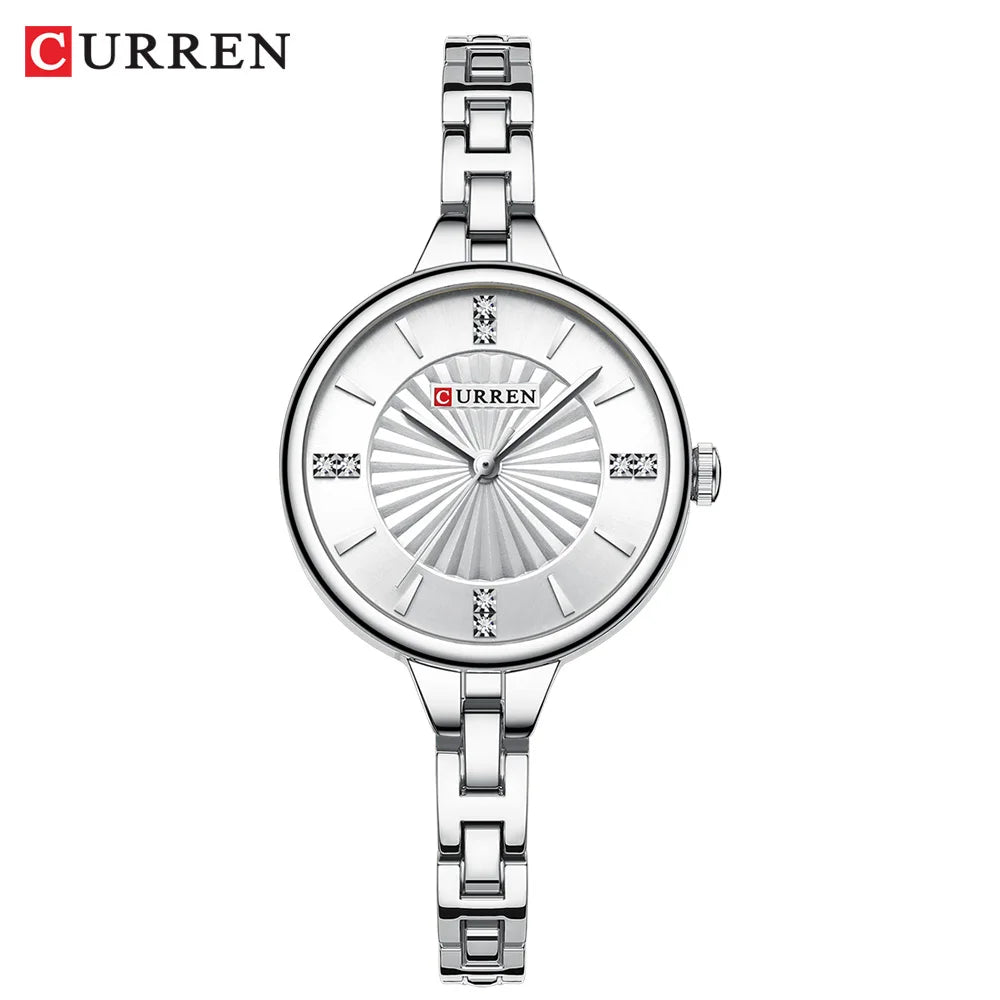 Luxurious and Elegant Round Dial with Stainless Steel Bracelet Fashion Dress Quartz Watches for Women