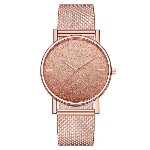 Elegant Rose Gold Heart Dial Watch Female Simple Temperament Student Waterproof Female High-level Female Luxury Watches Women